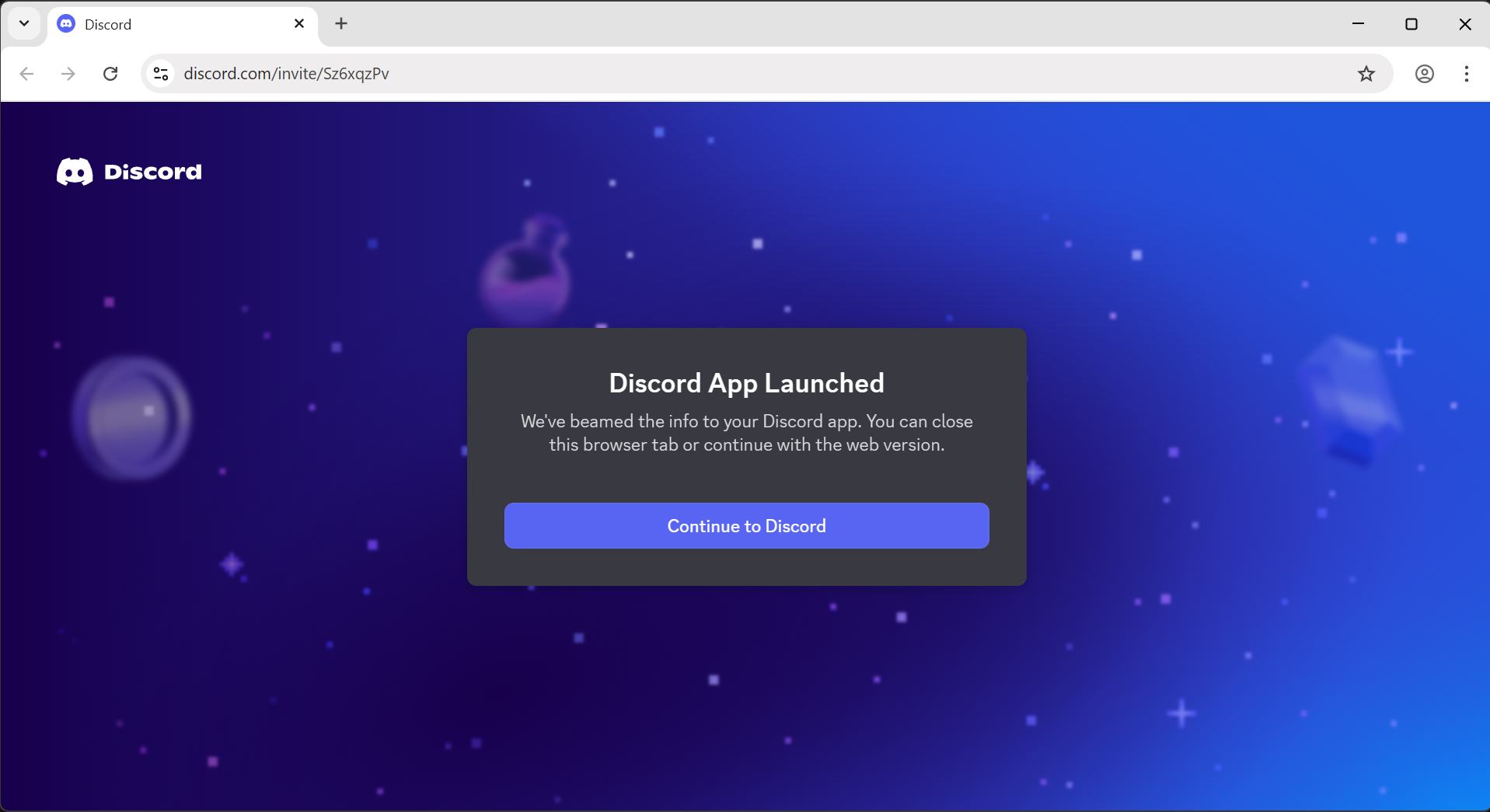 Browser prompt asking to open Discord app